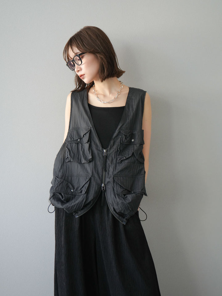 [予約]ナイロンBIGポケットシアーベスト/チャコール