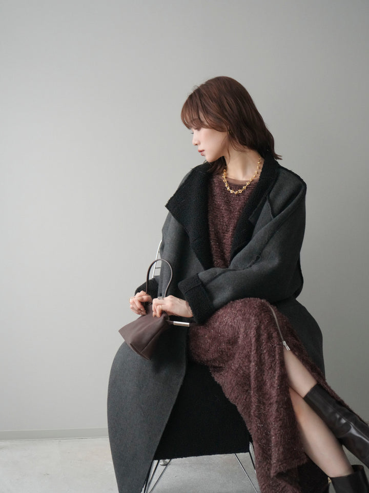 [SET]アウトシーム裏ボアコート+ラメシャギートップス(2set)