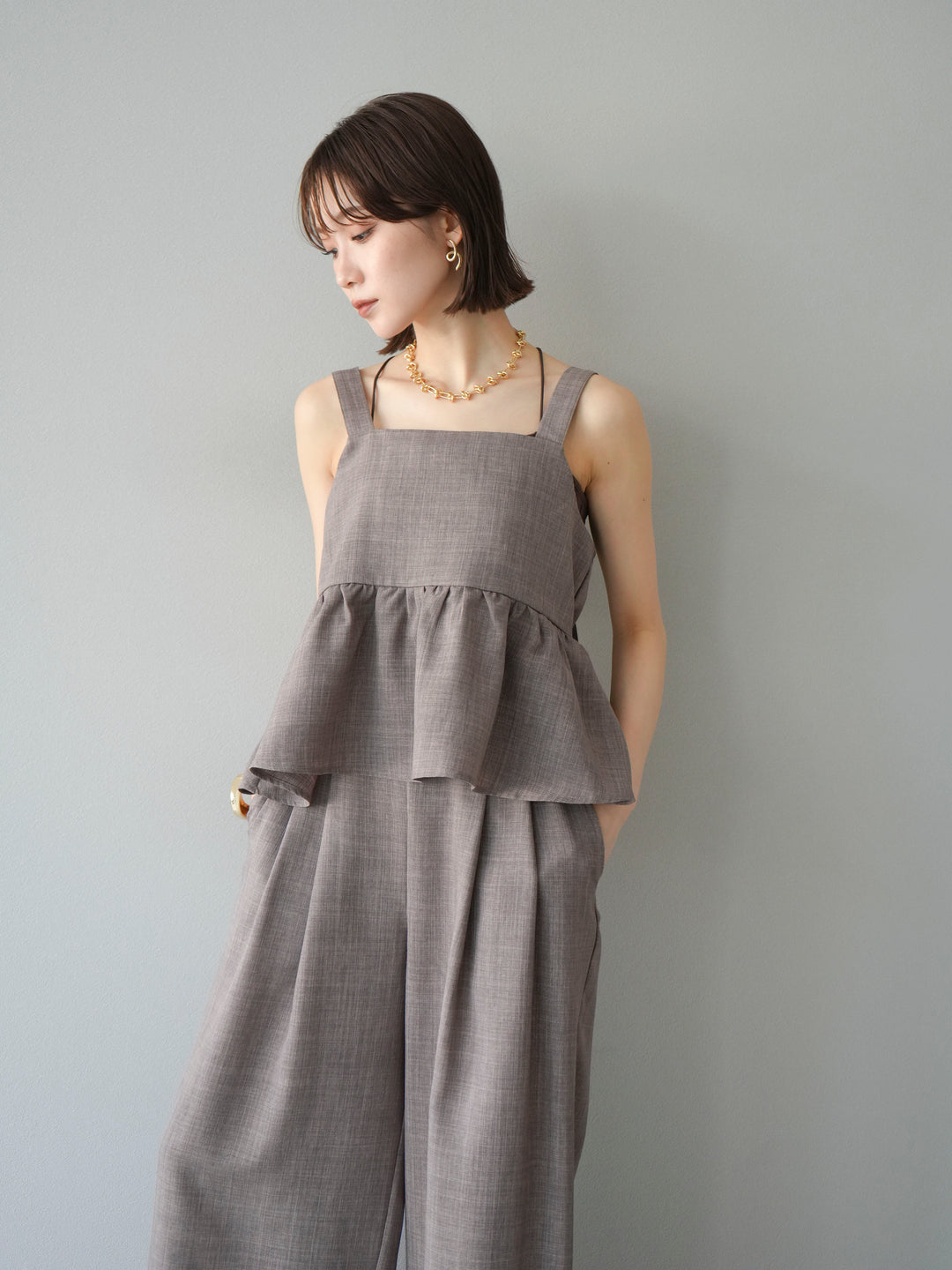 [予約]リネンライクビスチェ/モカ