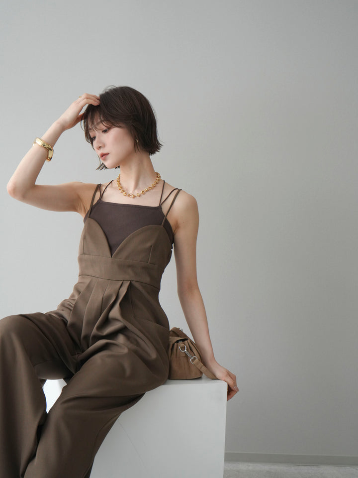 [予約]バックデザインサロペット/brown