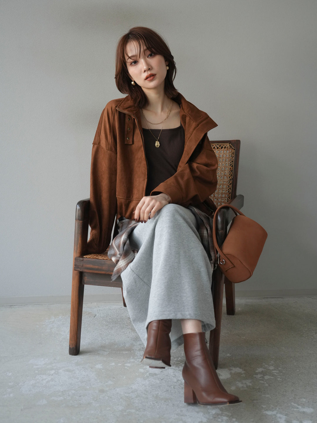 [予約]スエードバルーンショートブルゾン/camel