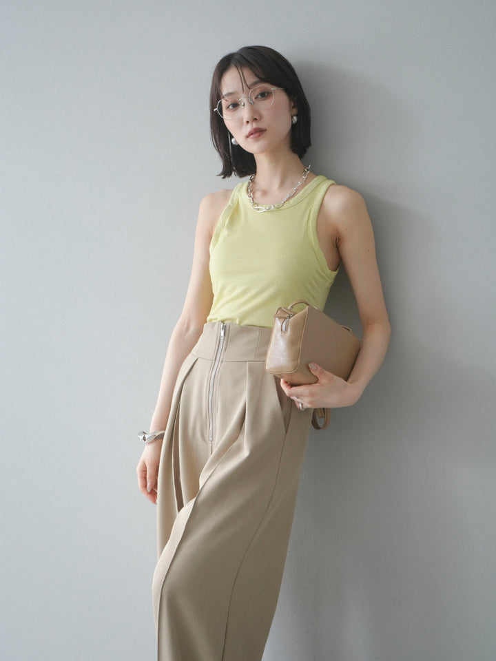 [予約]カップ付きラメアメスリブラトップ/イエロー