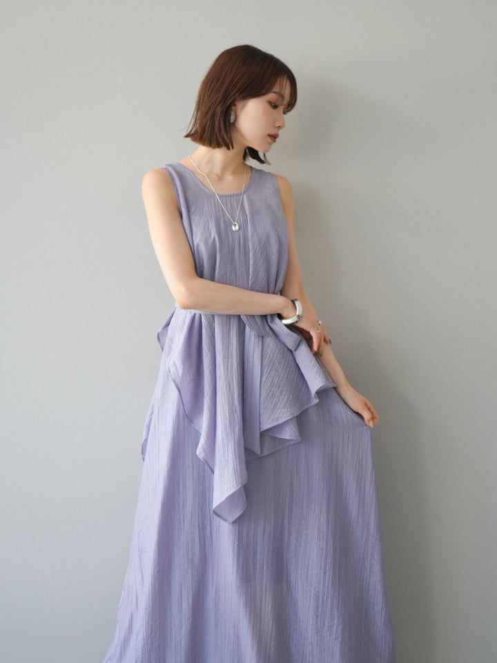 [SET]ワッシャーシアーアシメブラウス＆キャミワンピース+選べるアクセセット(2set)