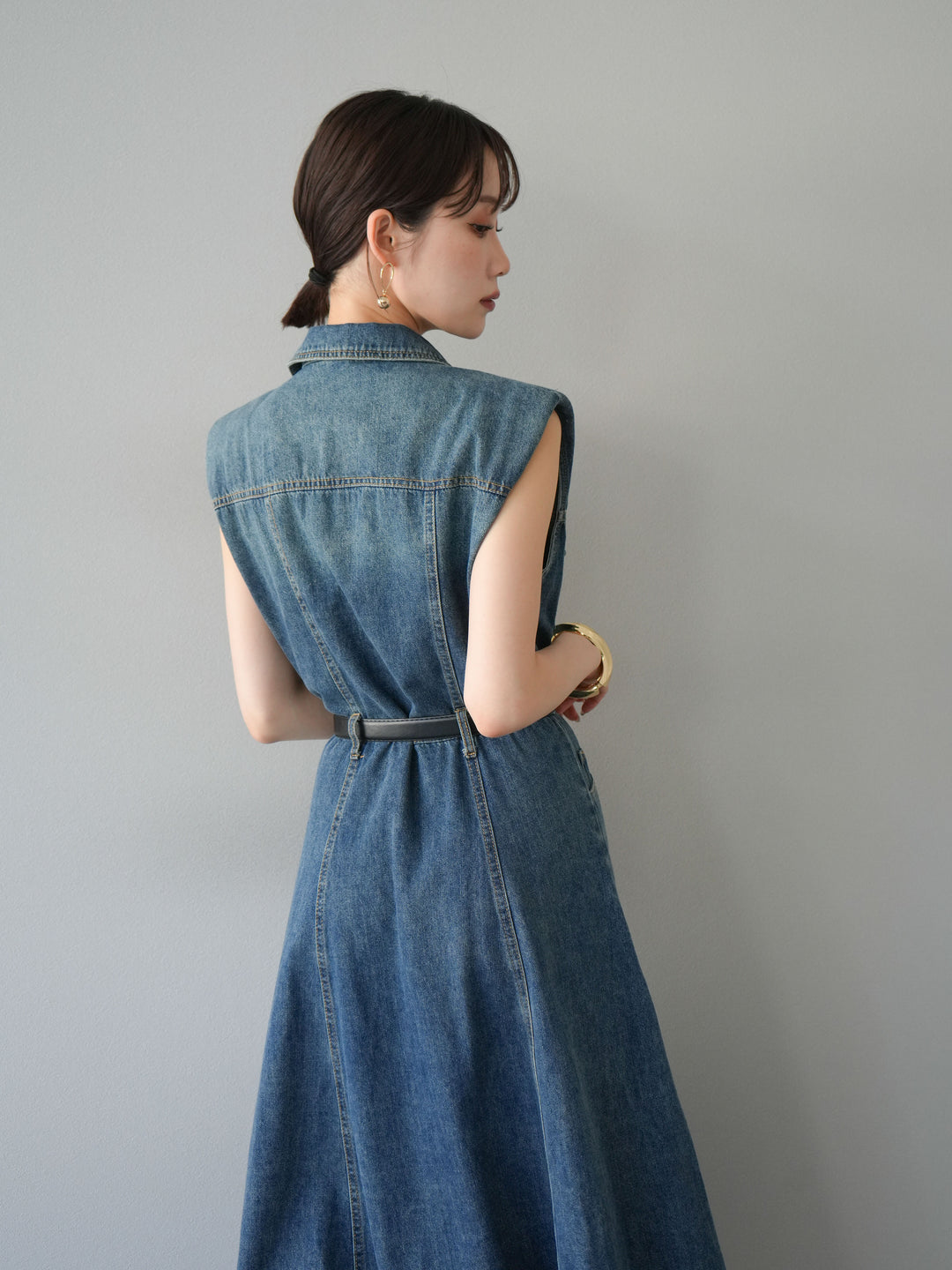 【預購】束帶牛仔襯衫裙/藍色