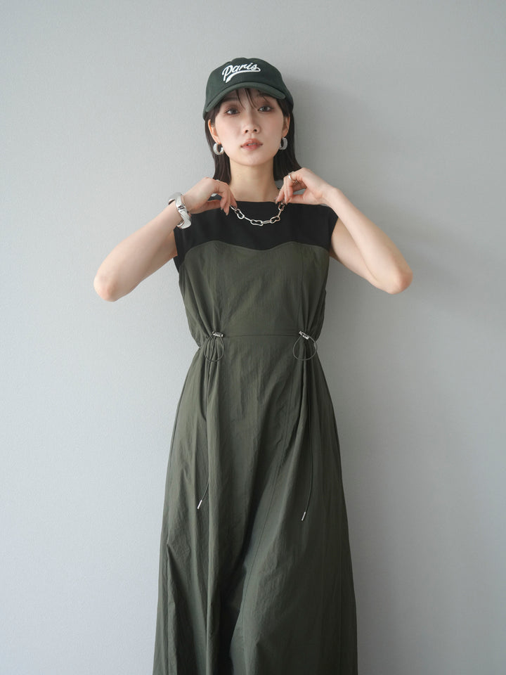 [SET] 剪裁對接尼龍洋裝 + 可選飾品套裝 (2 套)