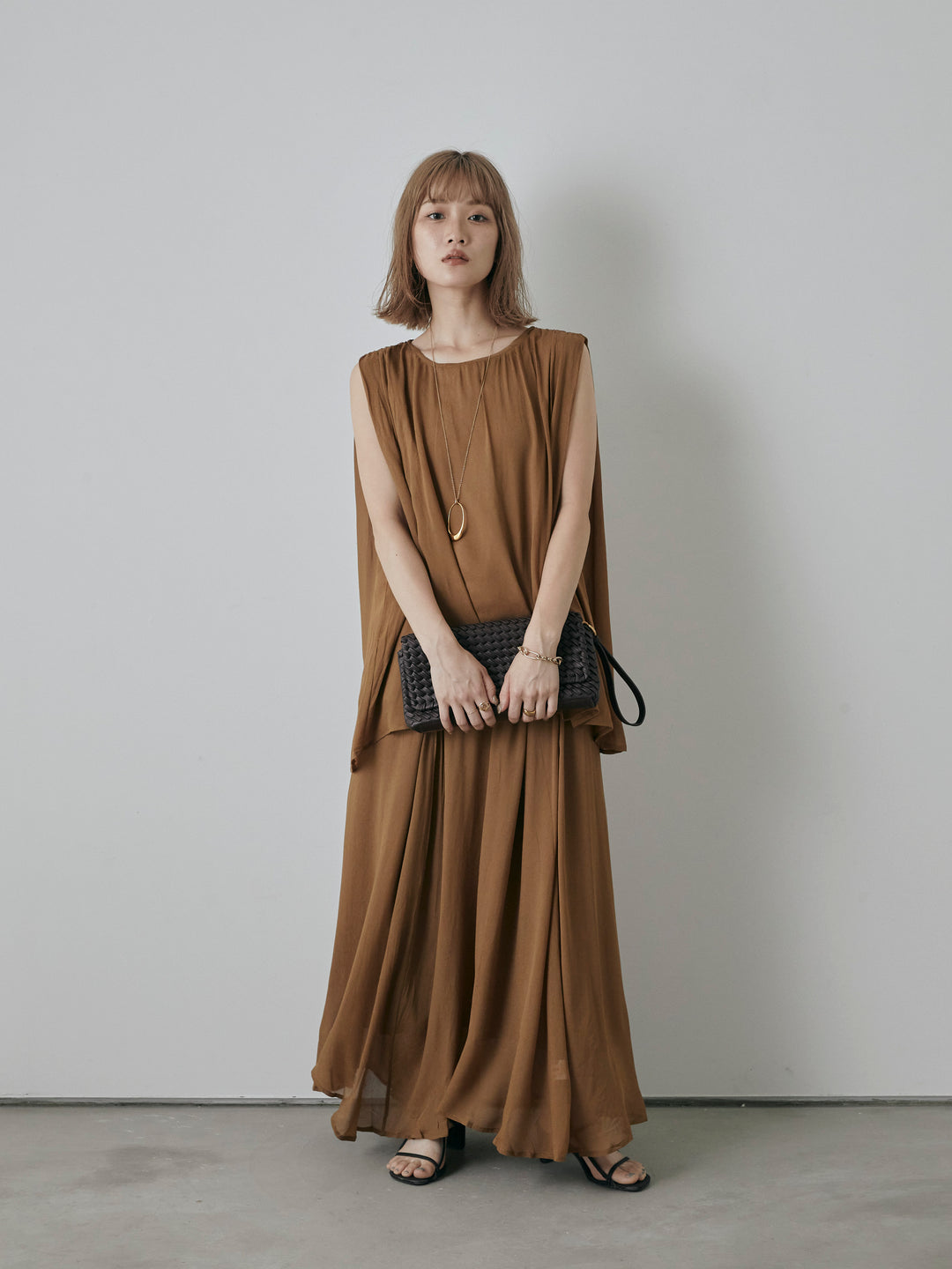 [予約]シアーフレアマキシスカート/ベージュ