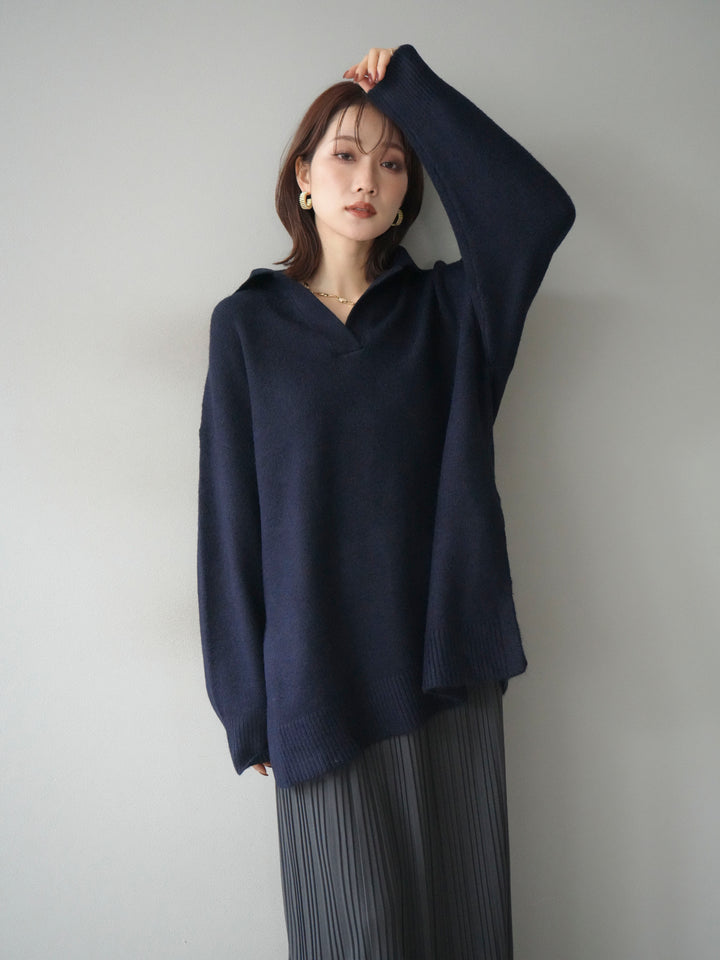 [予約]スキッパーオーバーニットプルオーバー/navy