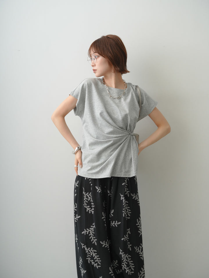 [SET]サイドノットTEE+リーフプリントタックワイドパンツ(2set)