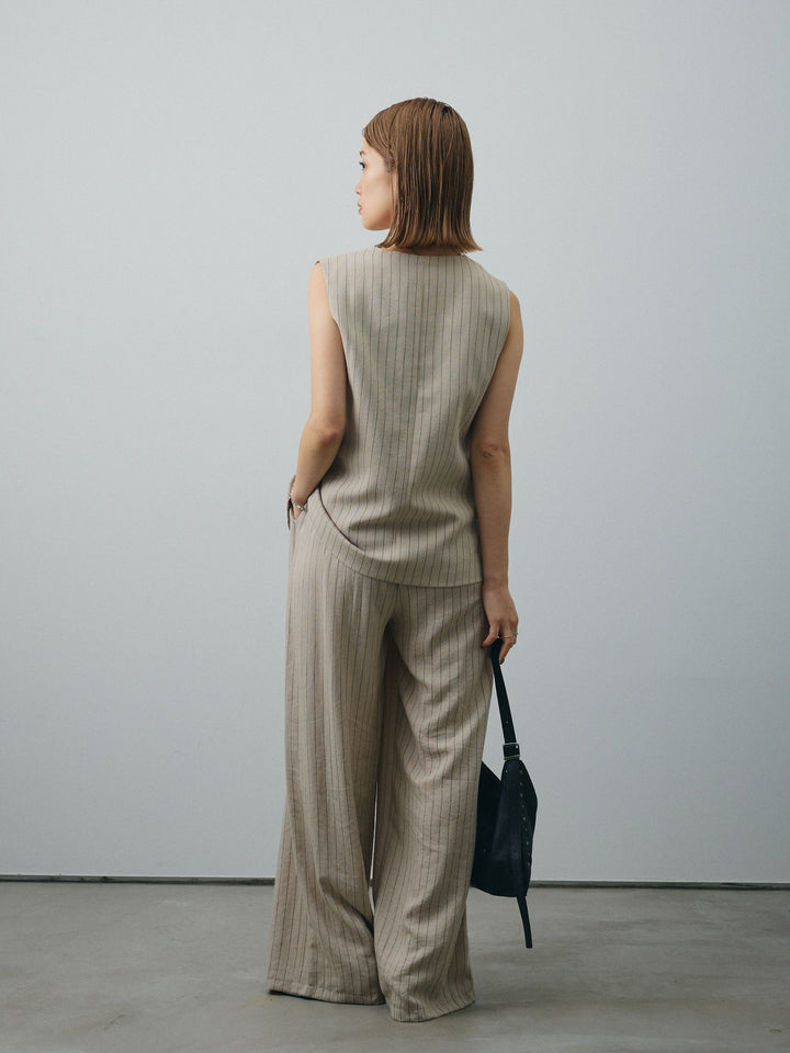 [SET] 條紋背心＆寬褲SET UP（2件套）