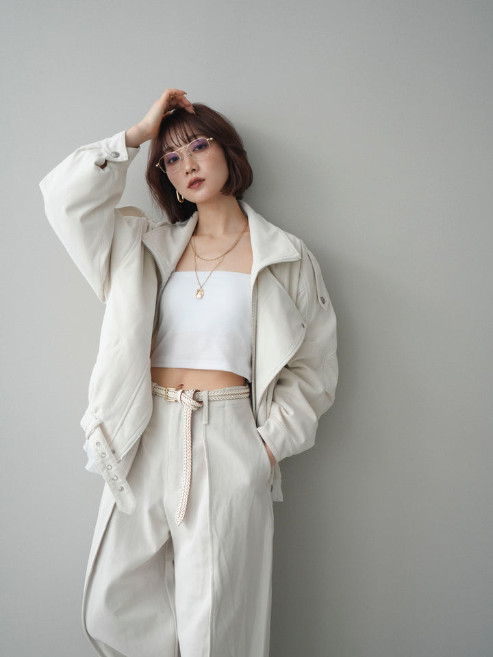 [予約]コーデュロイライダース裾レースブルゾン/offwhite