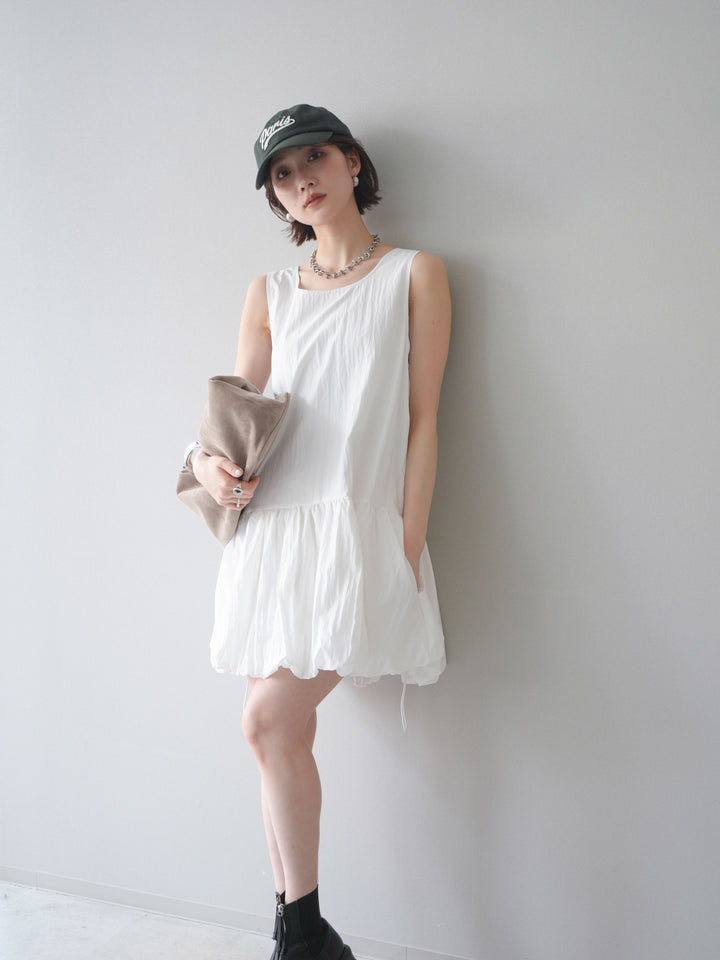 [予約]ドロストバルーンミニワンピース/white