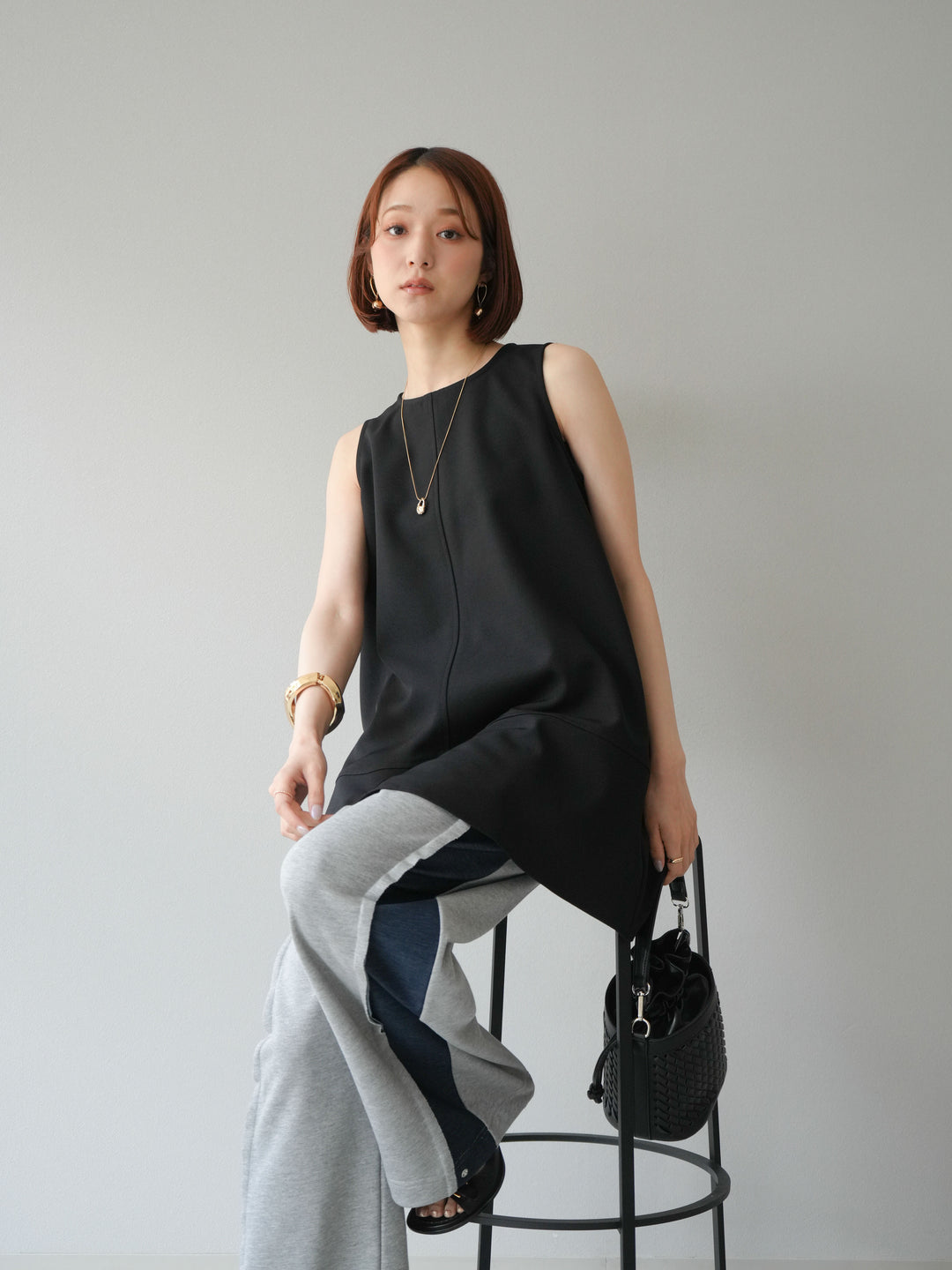 [予約]フレアノースリーチュニック/ブラック