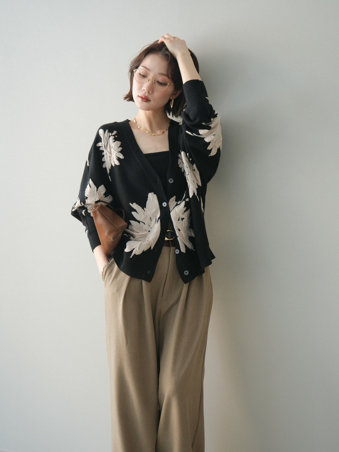 [SET]フラワージャガードニットカーディガン+フラワージャガードニットカーディガン(2set)