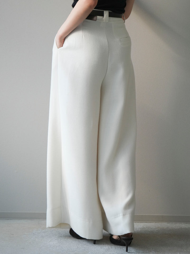 [予約]ウールタッチベルト付ワイドパンツ/offwhite