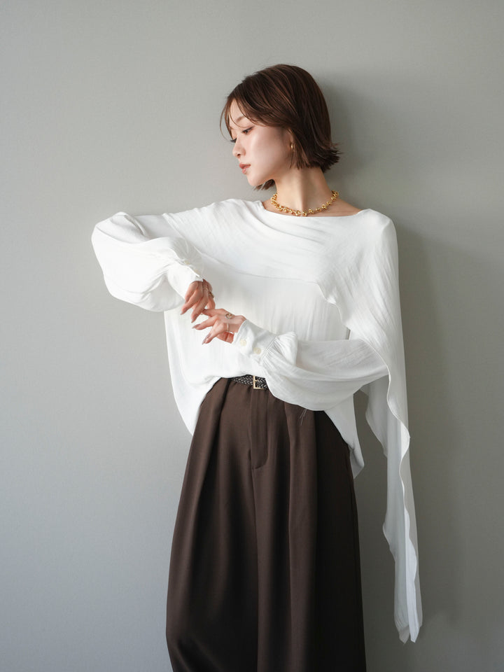 [予約]シルキードレープブラウス/white