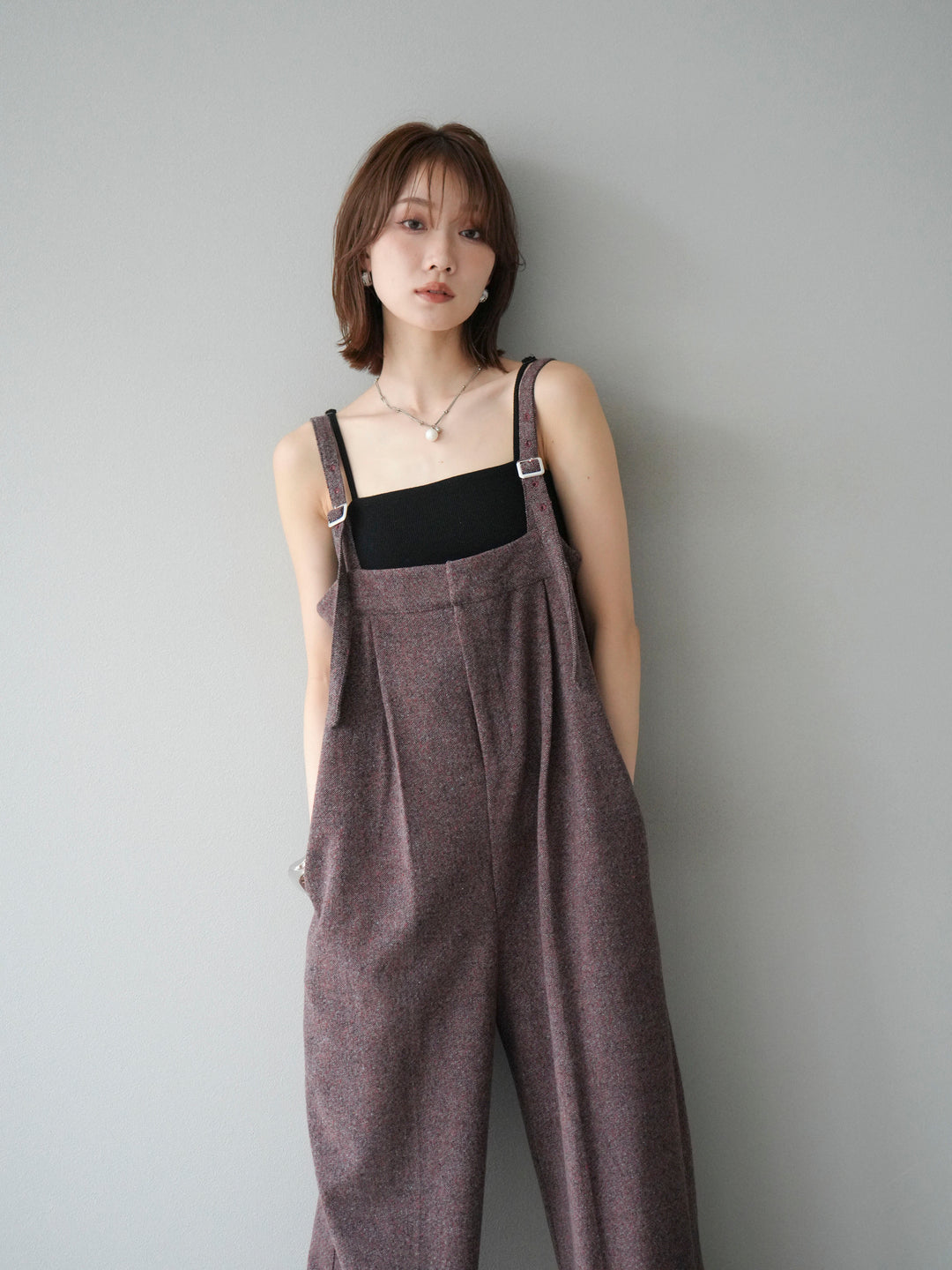 [予約]ツイードベアサロペット/オレンジ