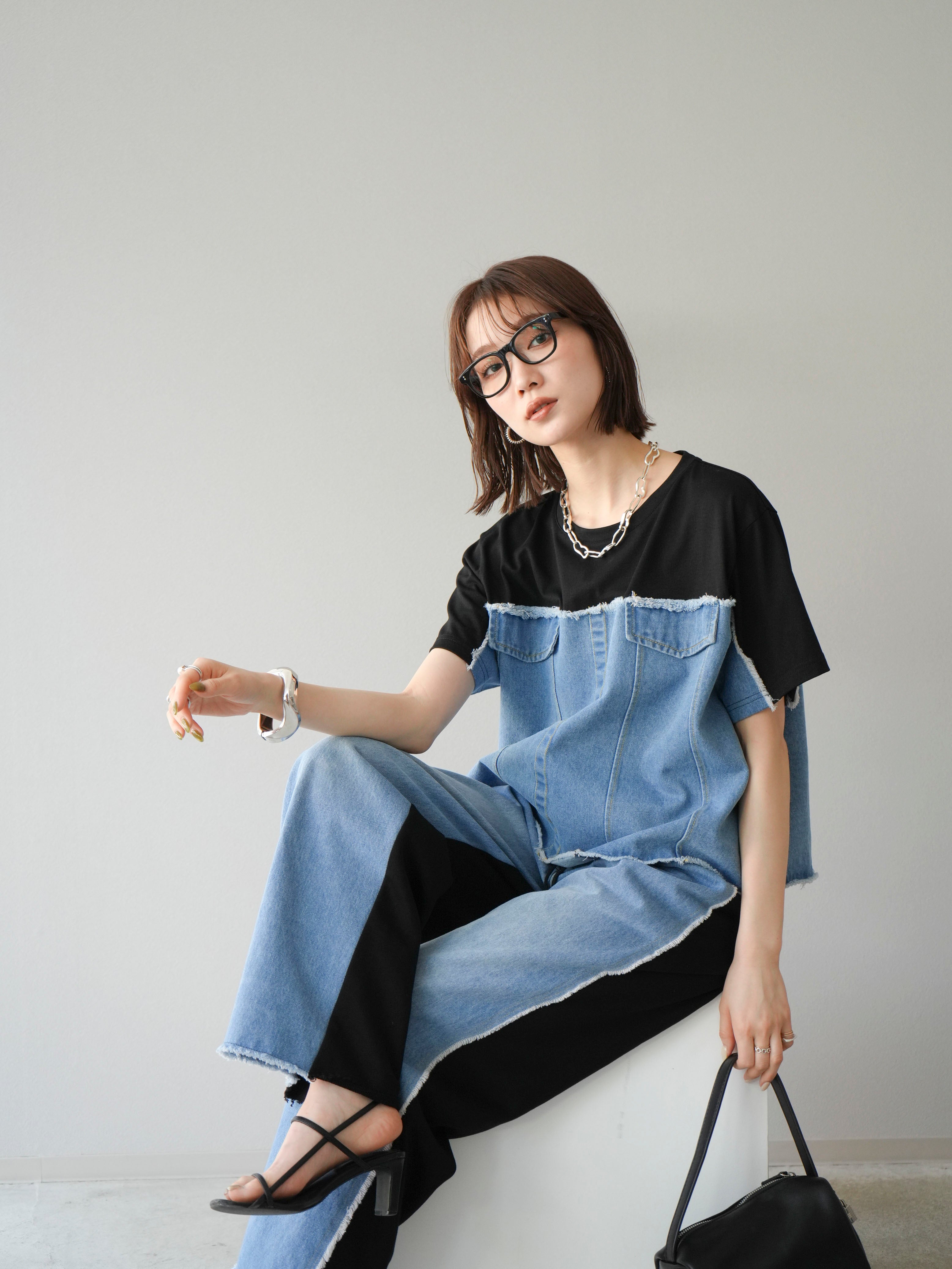 予約]デニムドッキングTシャツ/ブラック – Lumier