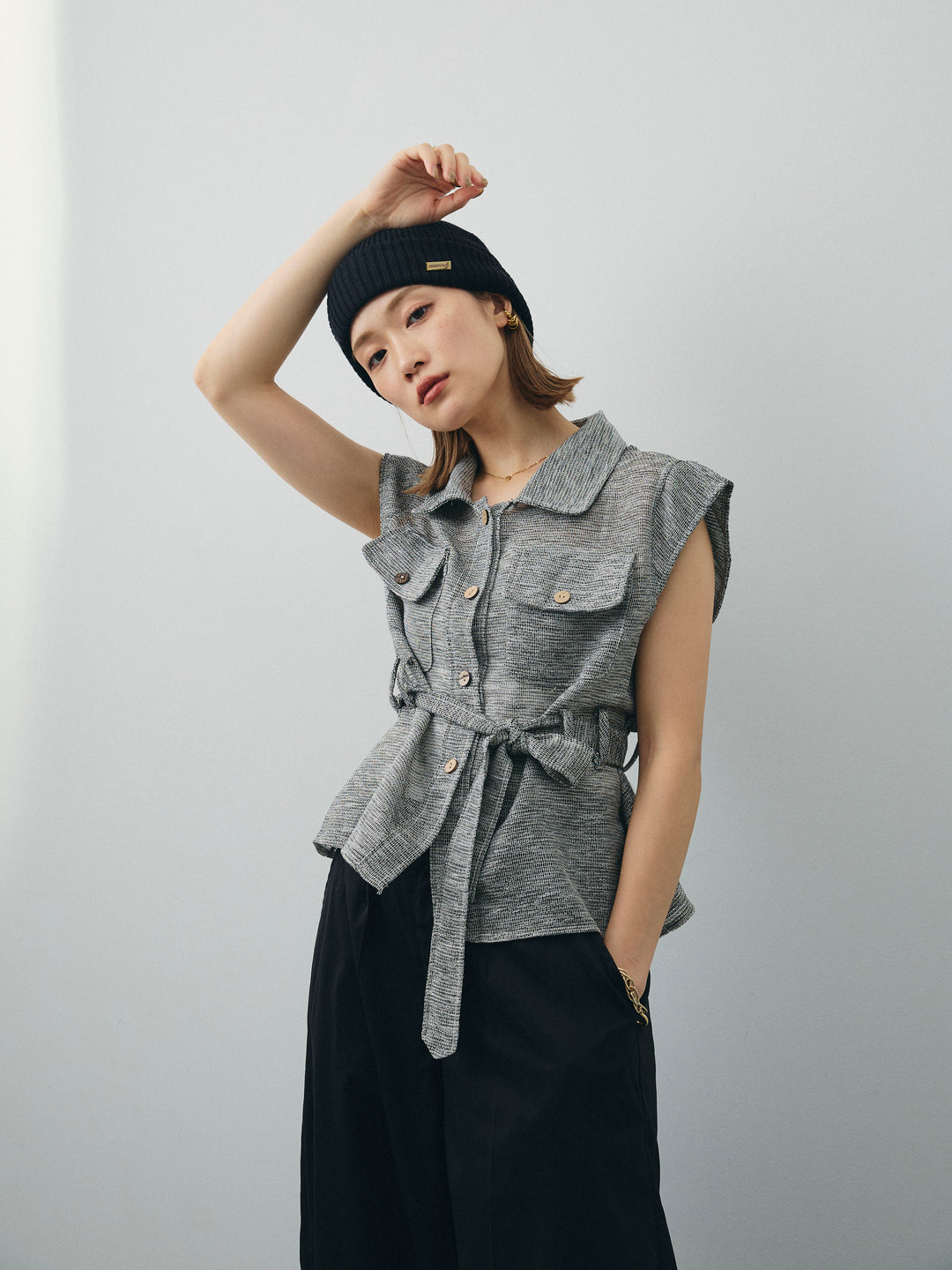 [SET]ミックスヤーンメッシュブラウス+ミックスヤーンメッシュブラウス(2set)