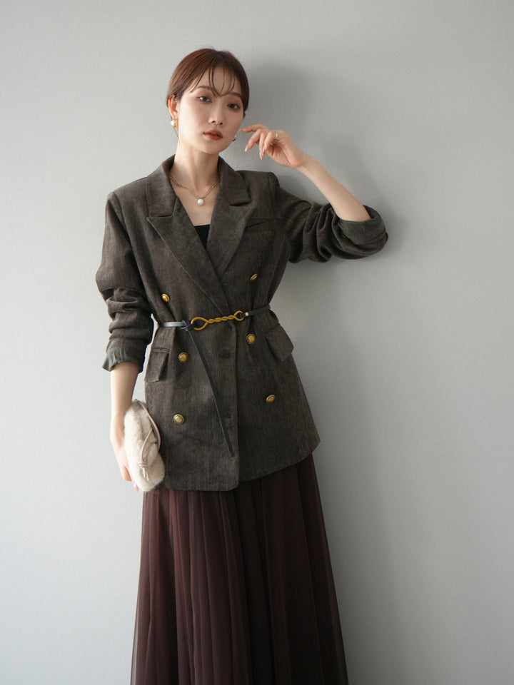 [SET]ベロアダブルジャケット+チュールボリュームスカート(2set)