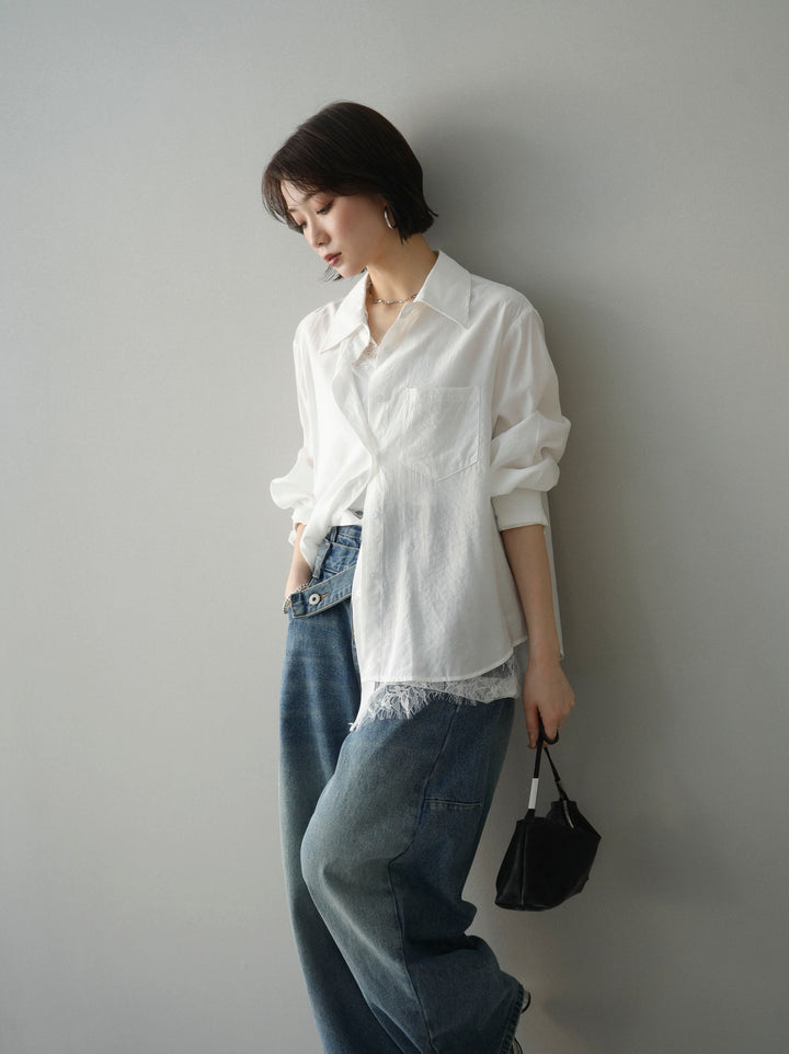 [SET]レイヤードデザイン裾レースブラウス+レイヤードデザイン裾レースブラウス(2set)