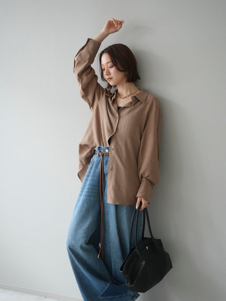 [予約]バックVレースデザインシャツ/beige