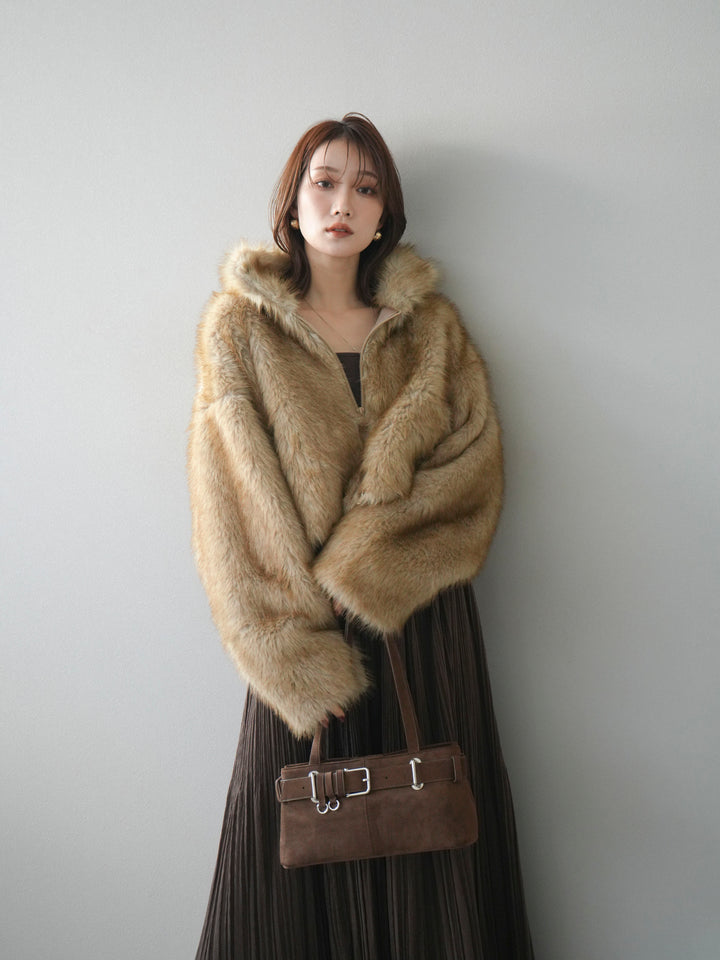 [予約]フェイクファーショートZIPジャケット/mix