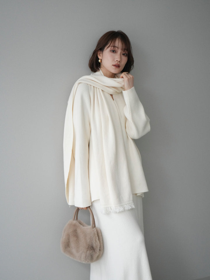 [SET]ストール付キーネックニットSET UP