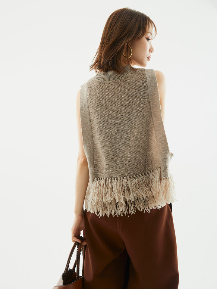 [予約]フェザーヤーンニットベスト/グレージュ