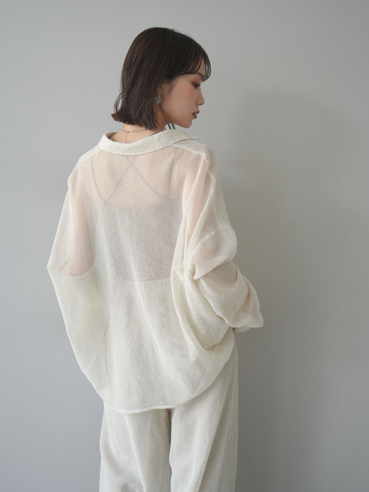 [予約]コットンラメメッシュオーバーシャツ/アイボリー