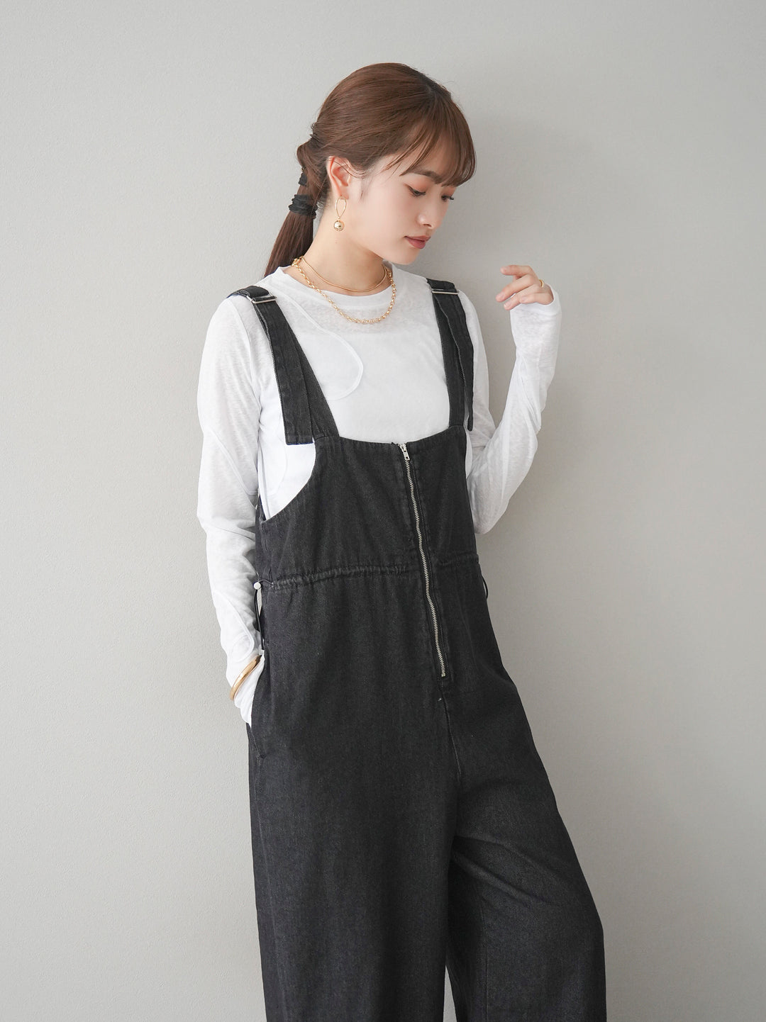 【預購】繩繡透視長袖T卹/米白色