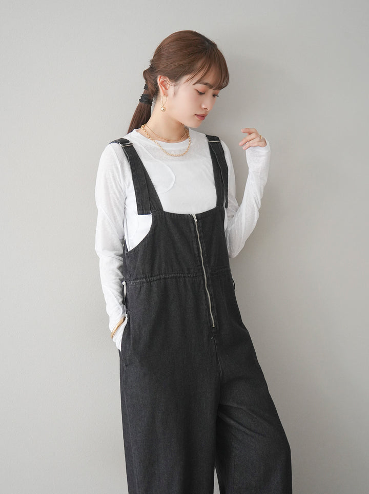 【預購】繩繡透視長袖T卹/米白色