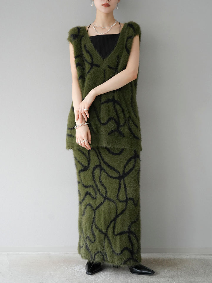 [預訂] Line 毛絨針織裙/卡其色