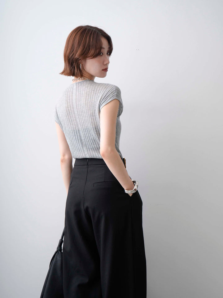 [予約]シアーリブフレンチニットトップス/grey