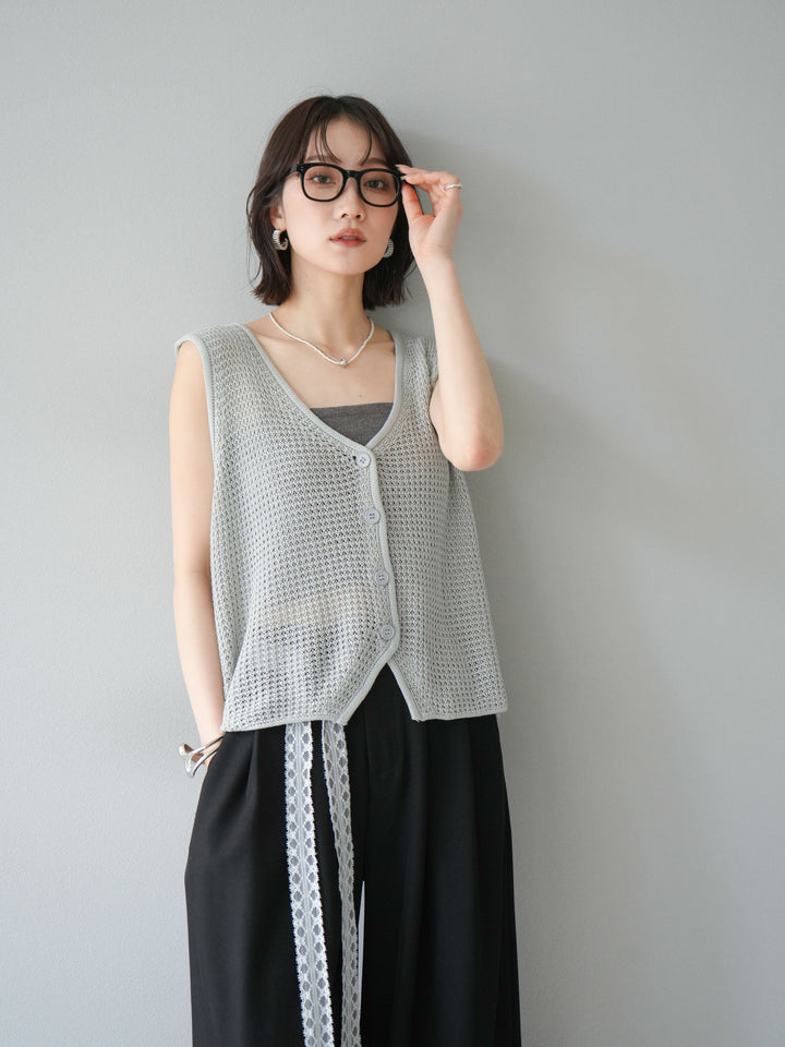 【預購】華夫格針織背心/灰色