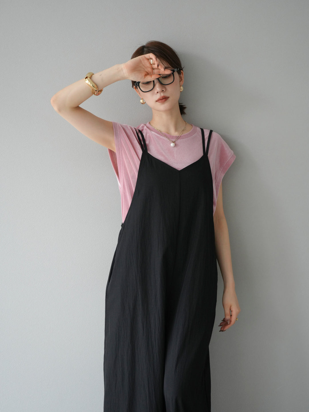 [予約]シアーフロッキーベロアルーズノースリーブTシャツ/ピンク