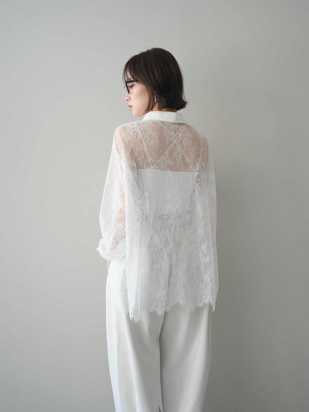 [SET]総レースボリュームスリーブシャツ+総レースボリュームスリーブシャツ(2set)