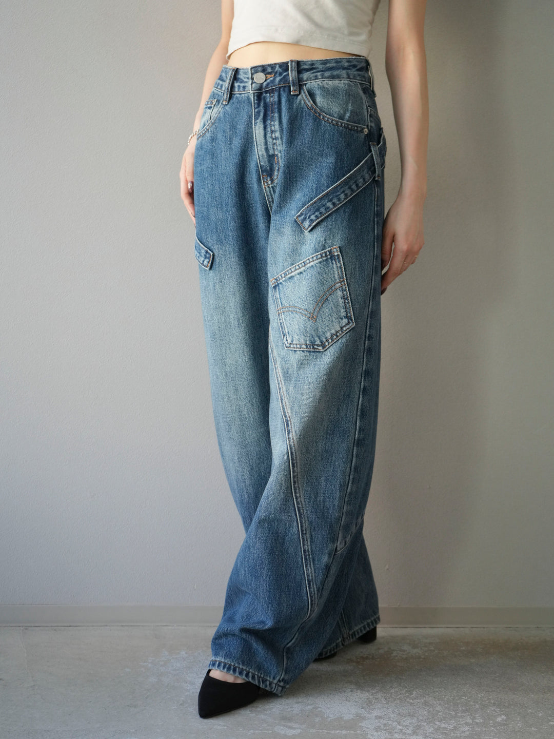 [予約]ペインターカーブデニムパンツ/ブルー