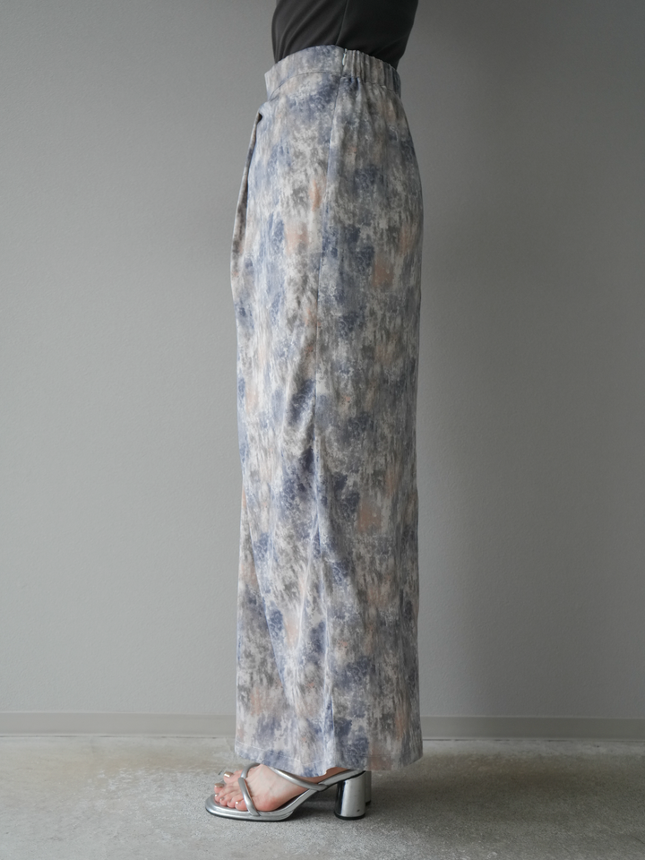 [予約]水彩アートタックIラインスカート/ラベンダー