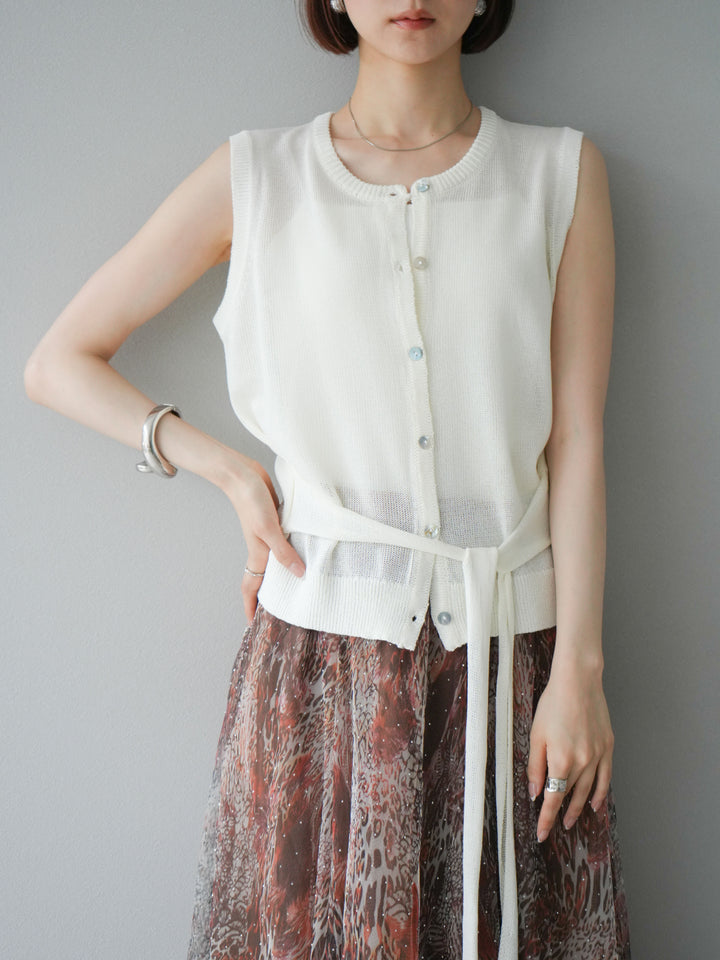 [予約]ウエストベルトニットベスト/アイボリー