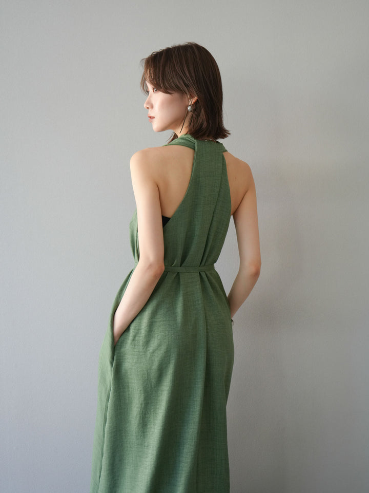 [予約]ループデザインムラ染めワンピース/グリーン