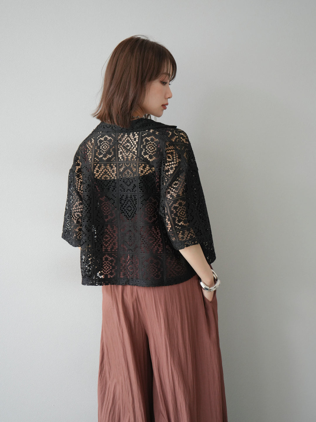 [予約]レースハーフショートジャケット/ブラック