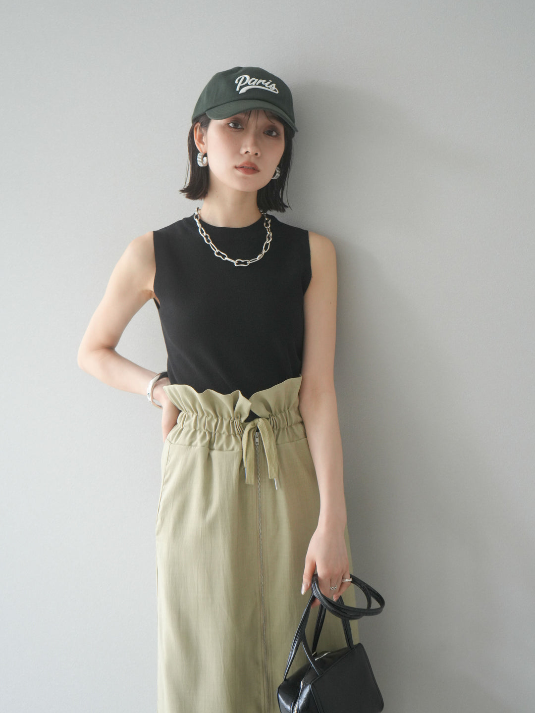 [予約]レーヨンニットタンクトップ/ブラック