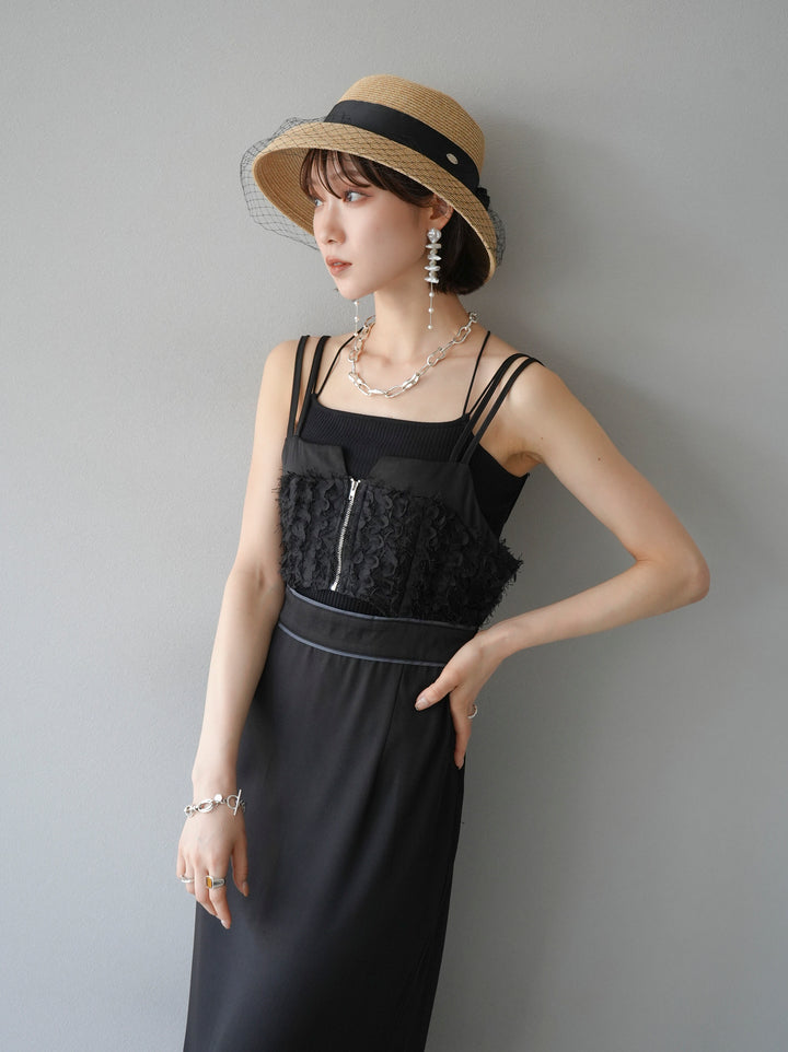 [Pre-order] Jacquard bustier design dress/Black