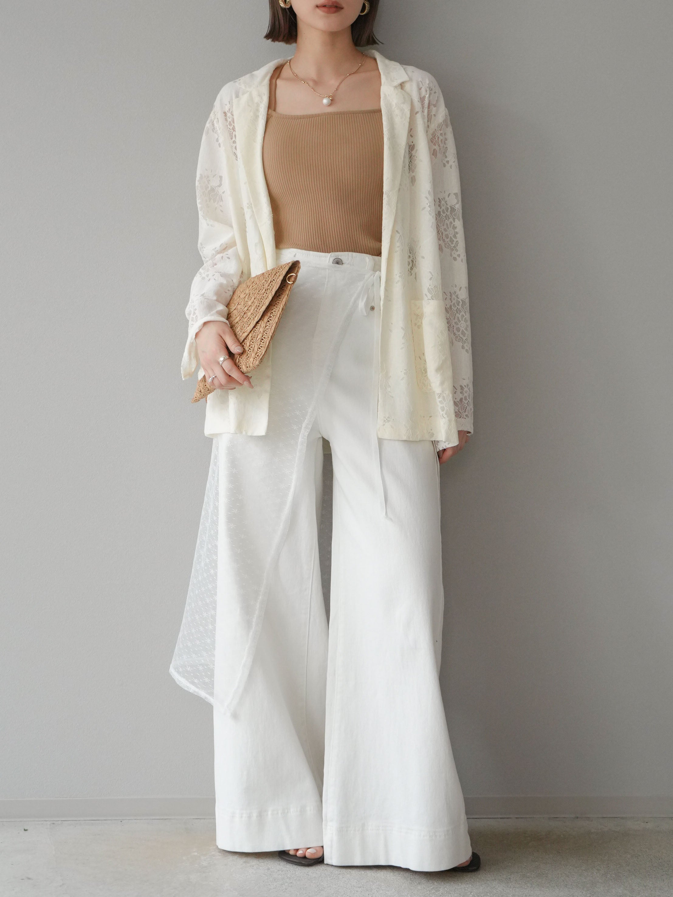 予約]レーステーラードジャケット/アイボリー – Lumier