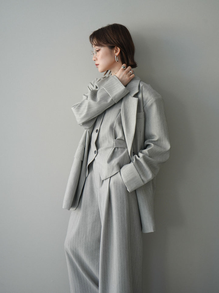 [予約]ダブルボタンヘリンボーンジャケット/lightgray