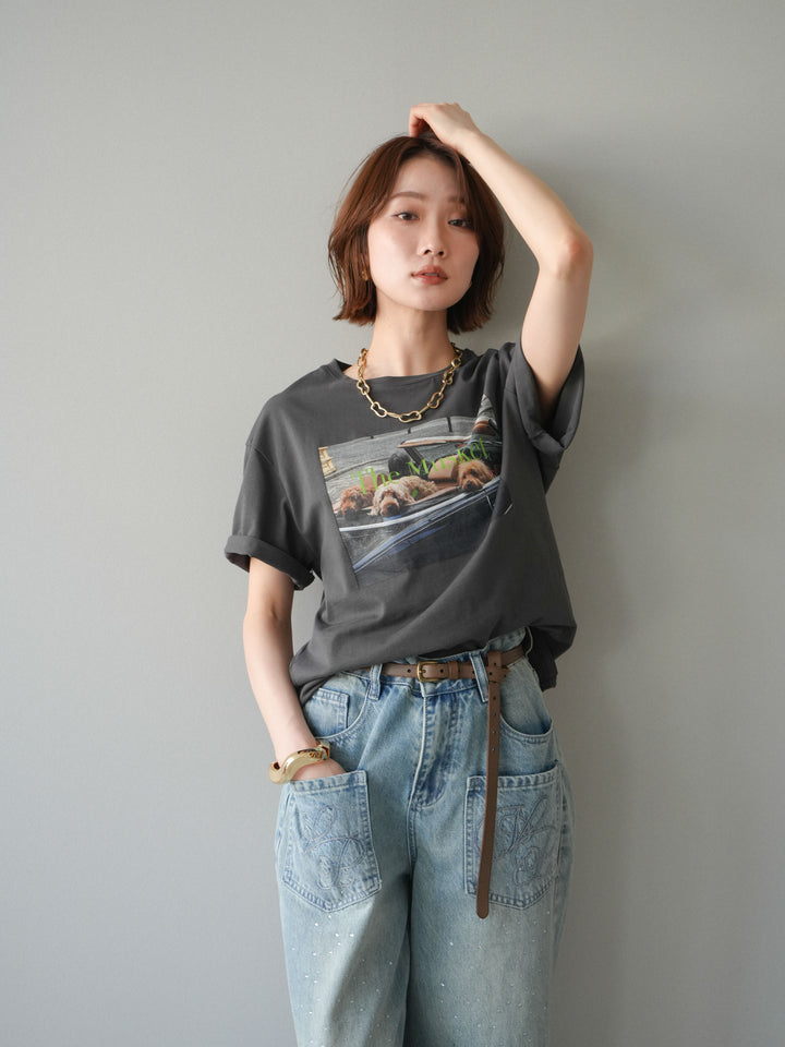 [予約]ドッグフォトTEE/charcoal