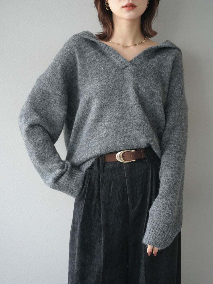 [予約]スキッパーニットプルオーバー/darkgray