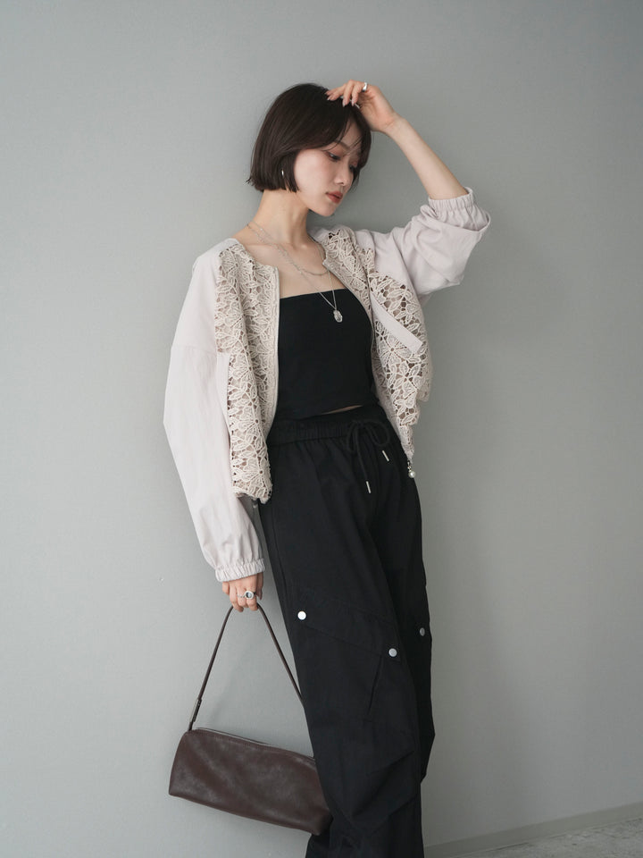 [予約]レースドッキングブルゾン/beige