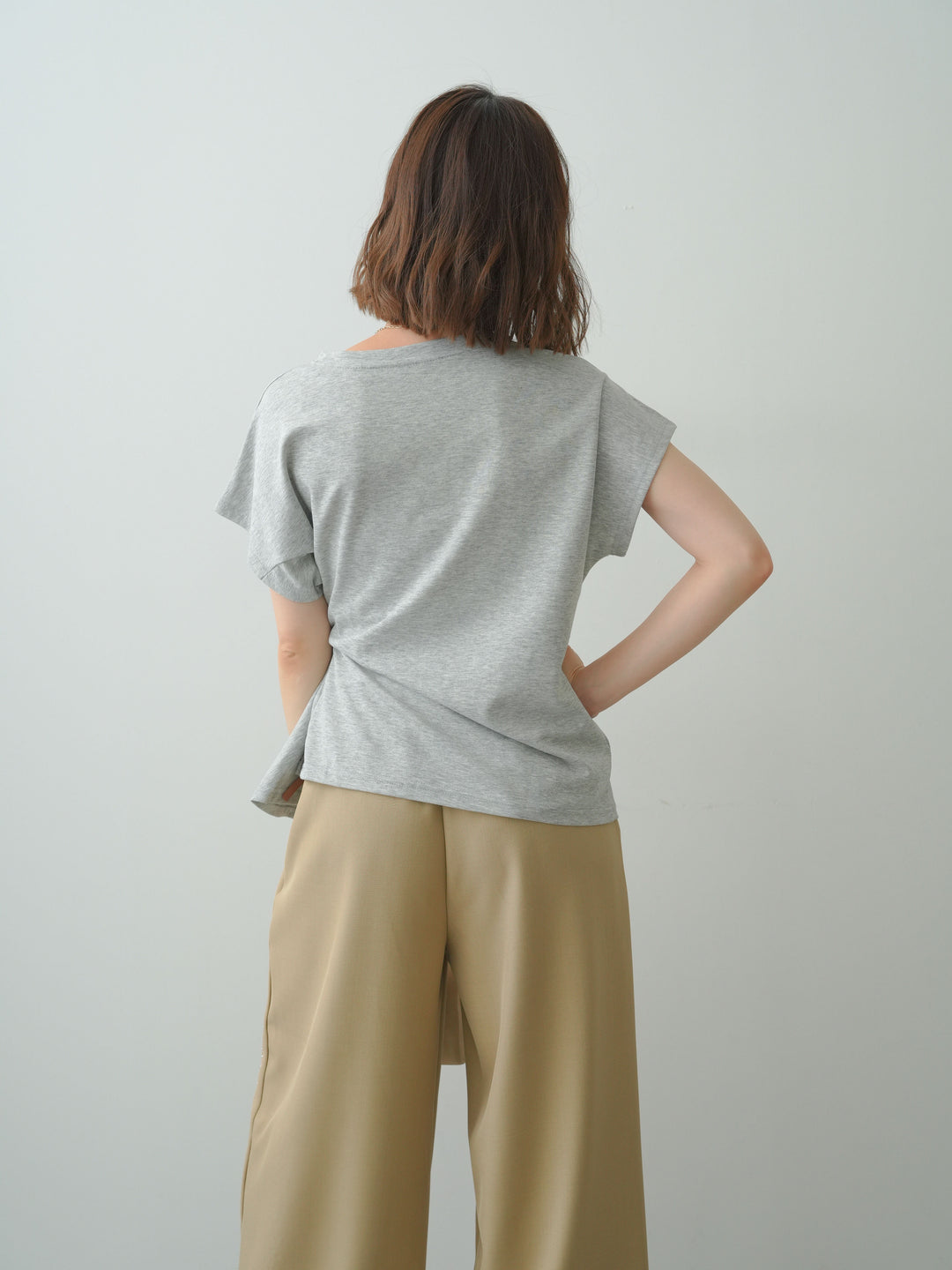 [SET]サイドノットTEE+ポーチベルト付サイドビジュータックワイドパンツ(2set)