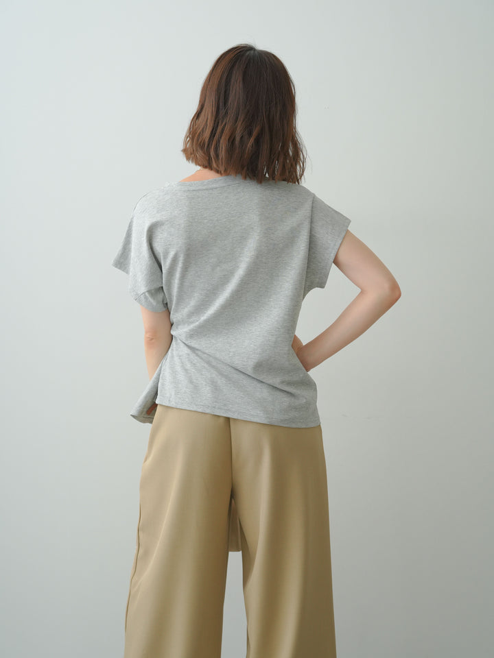 [SET]サイドノットTEE+ポーチベルト付サイドビジュータックワイドパンツ(2set)